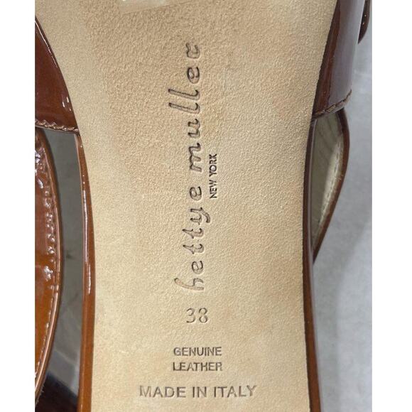 Bettye Mullec NY Made In Italy Women's Patent Leather Brown Buckle Heels Size 38 - Picture 5 of 6